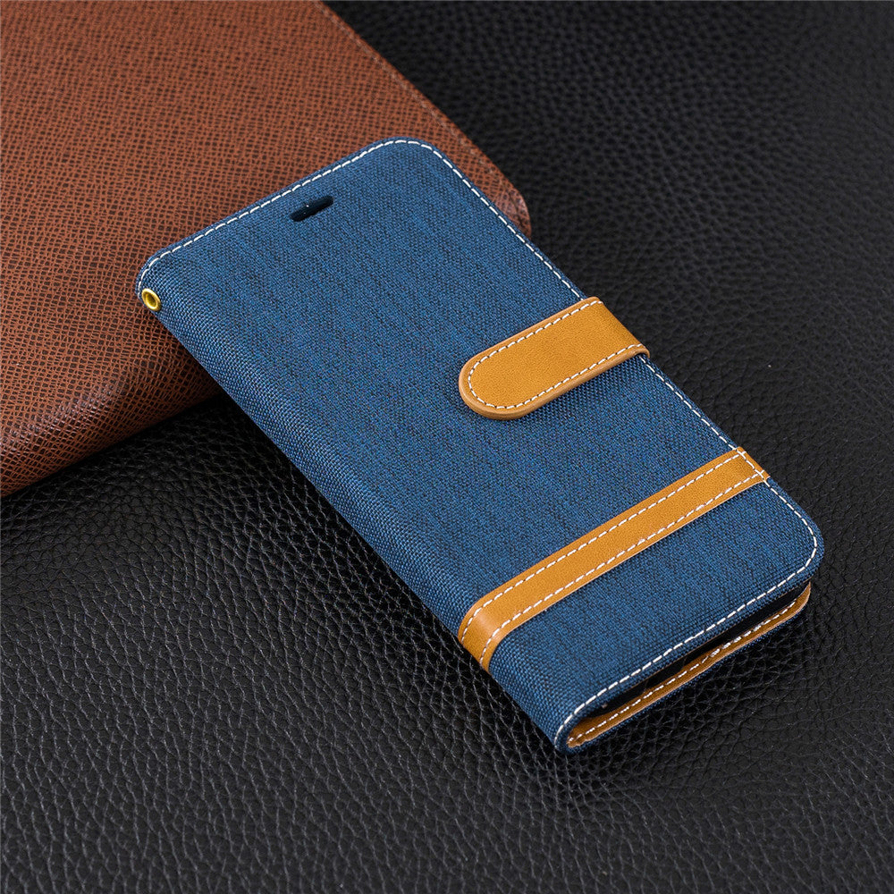 Huawei Y5 2018 Stand Case Wallet Card Slots Denim Jeans Leather Case With Stand