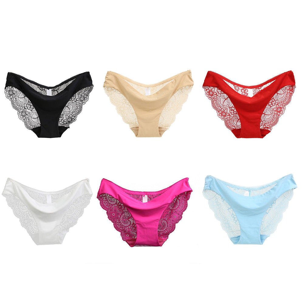 Sexy Floral Lace Hollow See Through Briefs Low Rise Underwear Women’s Panties