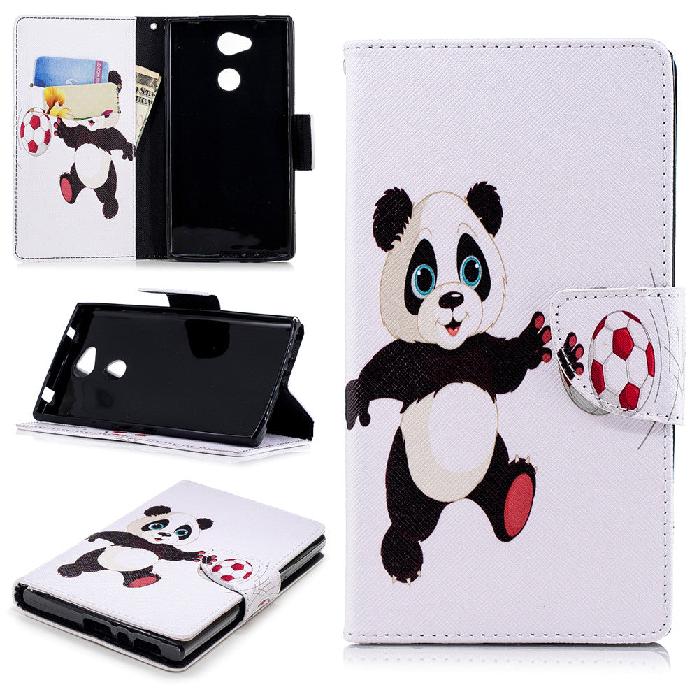 PU Leather Case For Sony Xperia L2 Fashion Colorful Wallet Painted Cover With Stand Card Slot