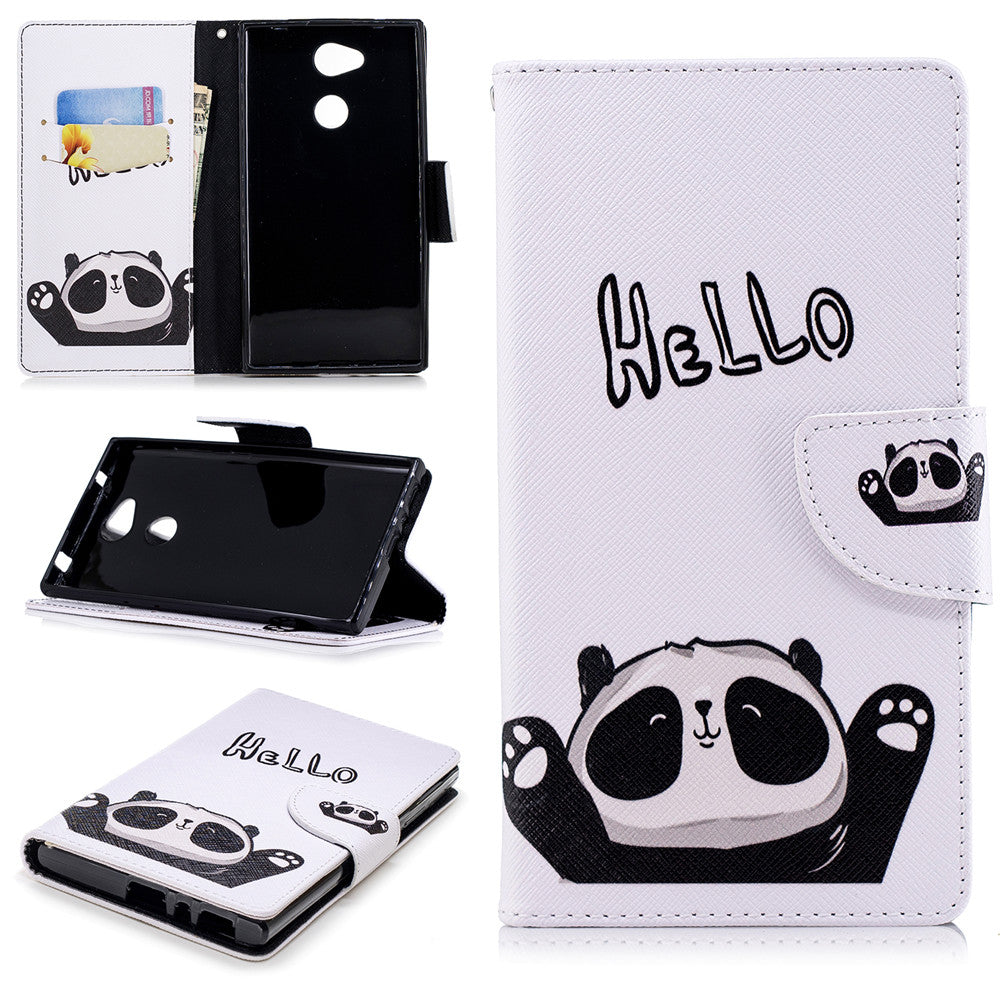 PU Leather Case For Sony Xperia L2 Fashion Colorful Wallet Painted Cover With Stand Card Slot
