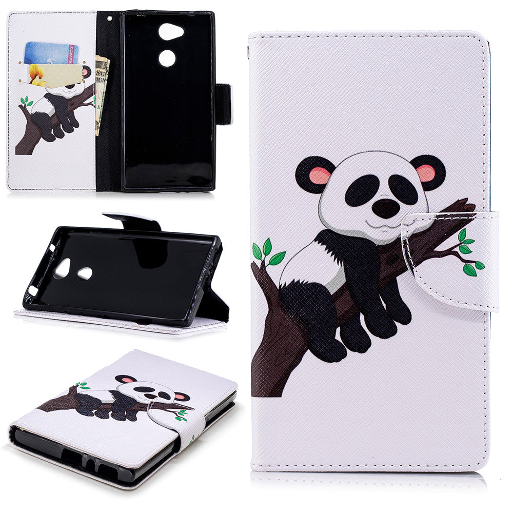 PU Leather Case For Sony Xperia L2 Fashion Colorful Wallet Painted Cover With Stand Card Slot