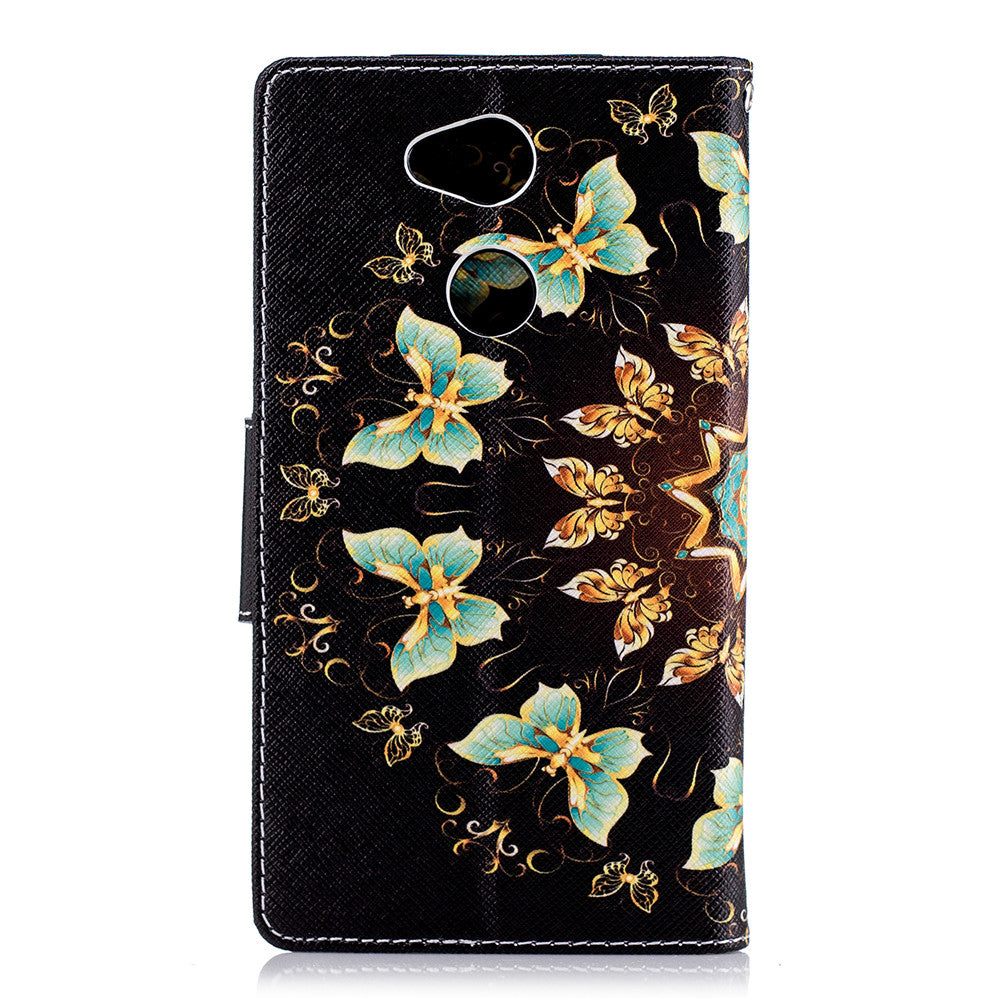 PU Leather Case For Sony Xperia L2 Fashion Colorful Wallet Painted Cover With Stand Card Slot