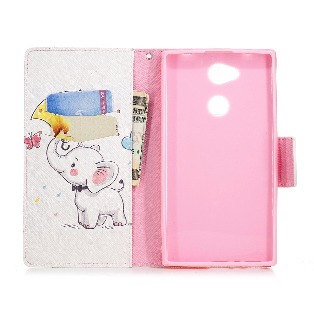 PU Leather Case For Sony Xperia L2 Fashion Colorful Wallet Painted Cover With Stand Card Slot