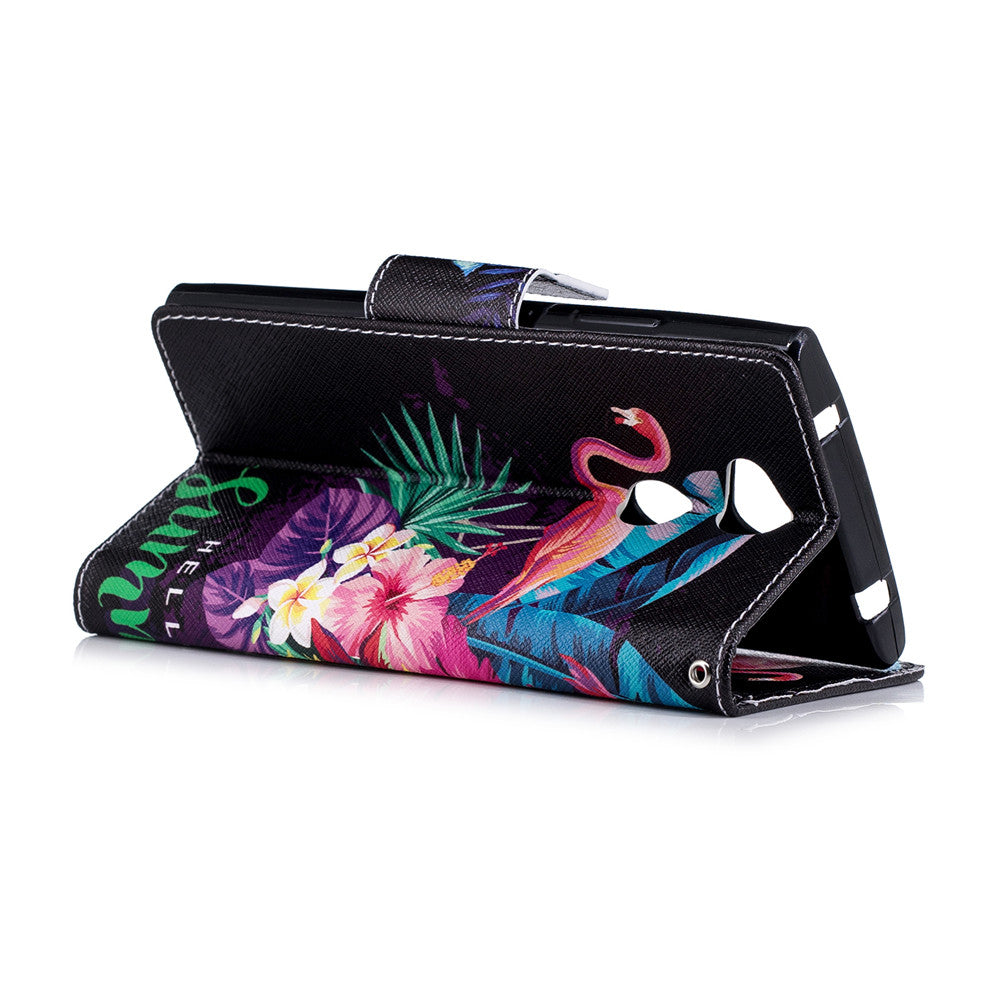 PU Leather Case For Sony Xperia L2 Fashion Colorful Wallet Painted Cover With Stand Card Slot