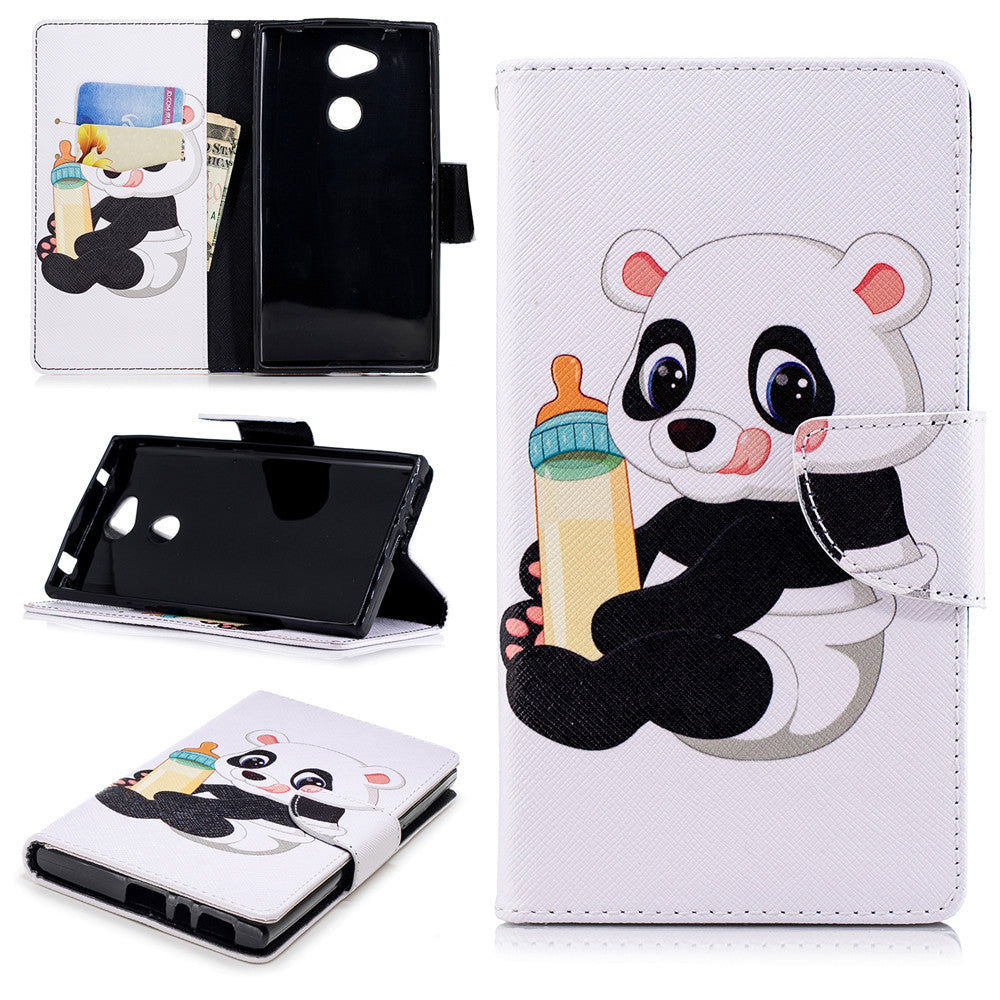 PU Leather Case For Sony Xperia L2 Fashion Colorful Wallet Painted Cover With Stand Card Slot