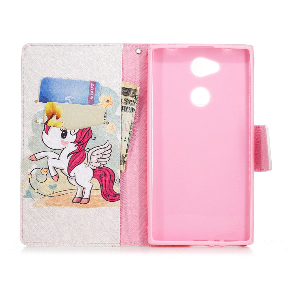 PU Leather Case For Sony Xperia L2 Fashion Colorful Wallet Painted Cover With Stand Card Slot