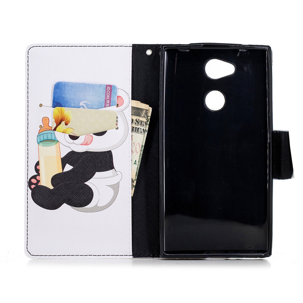 PU Leather Case For Sony Xperia L2 Fashion Colorful Wallet Painted Cover With Stand Card Slot