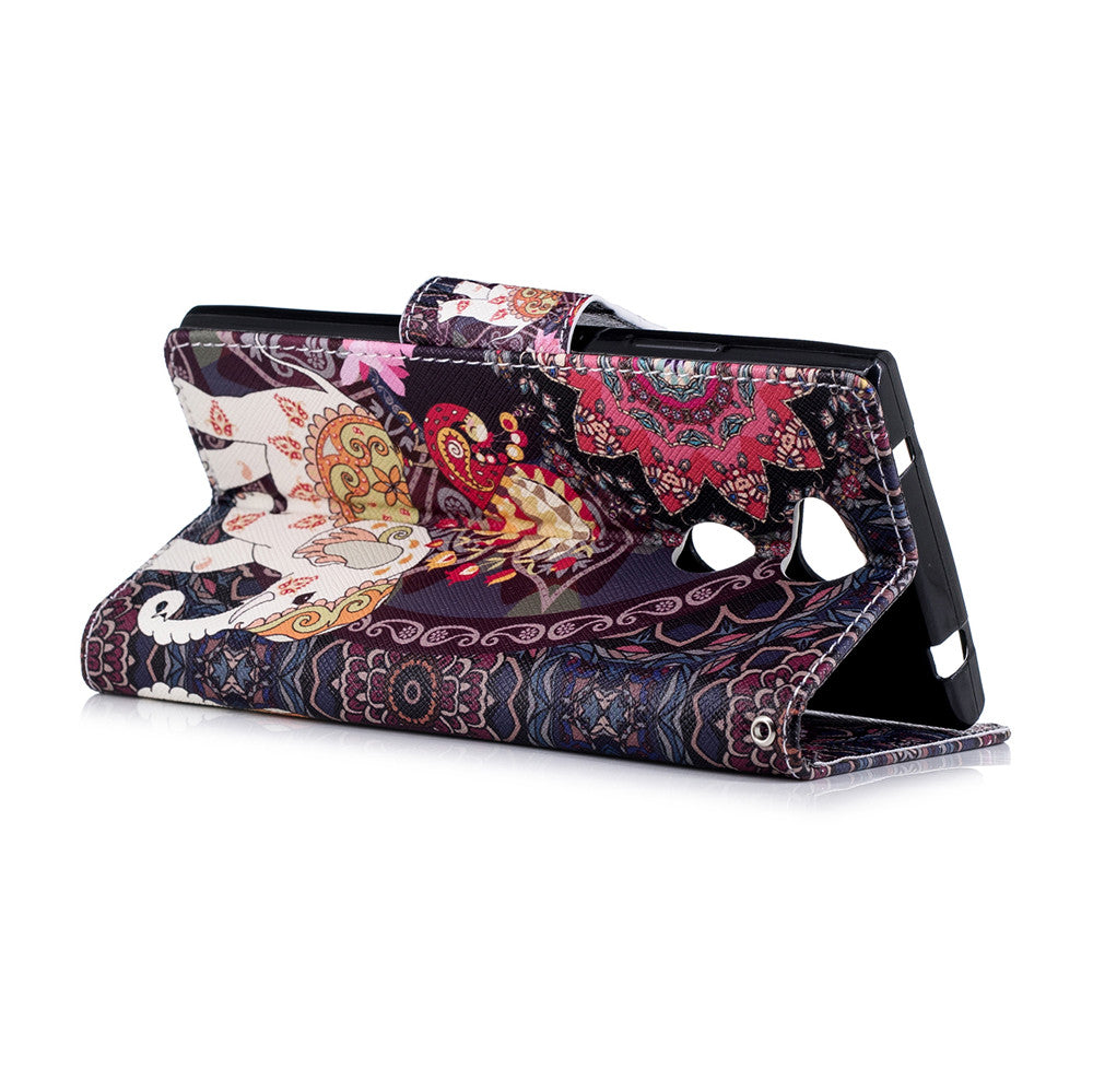 PU Leather Case For Sony Xperia L2 Fashion Colorful Wallet Painted Cover With Stand Card Slot