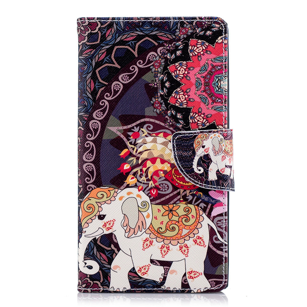 PU Leather Case For Sony Xperia L2 Fashion Colorful Wallet Painted Cover With Stand Card Slot