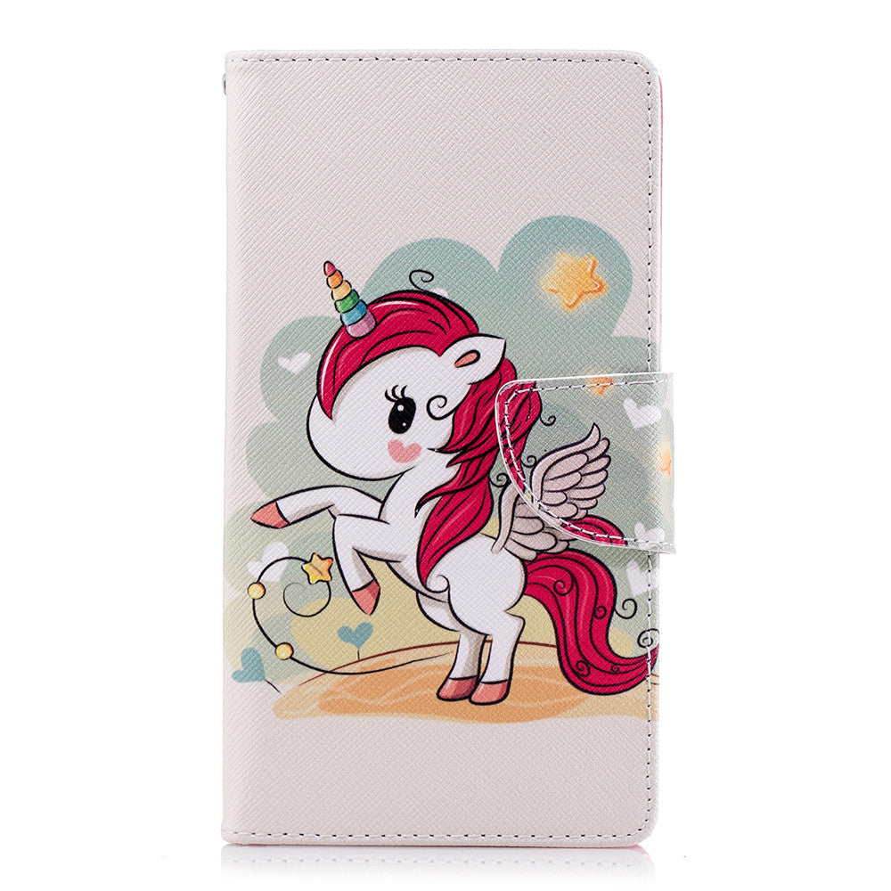 PU Leather Case For Sony Xperia L2 Fashion Colorful Wallet Painted Cover With Stand Card Slot