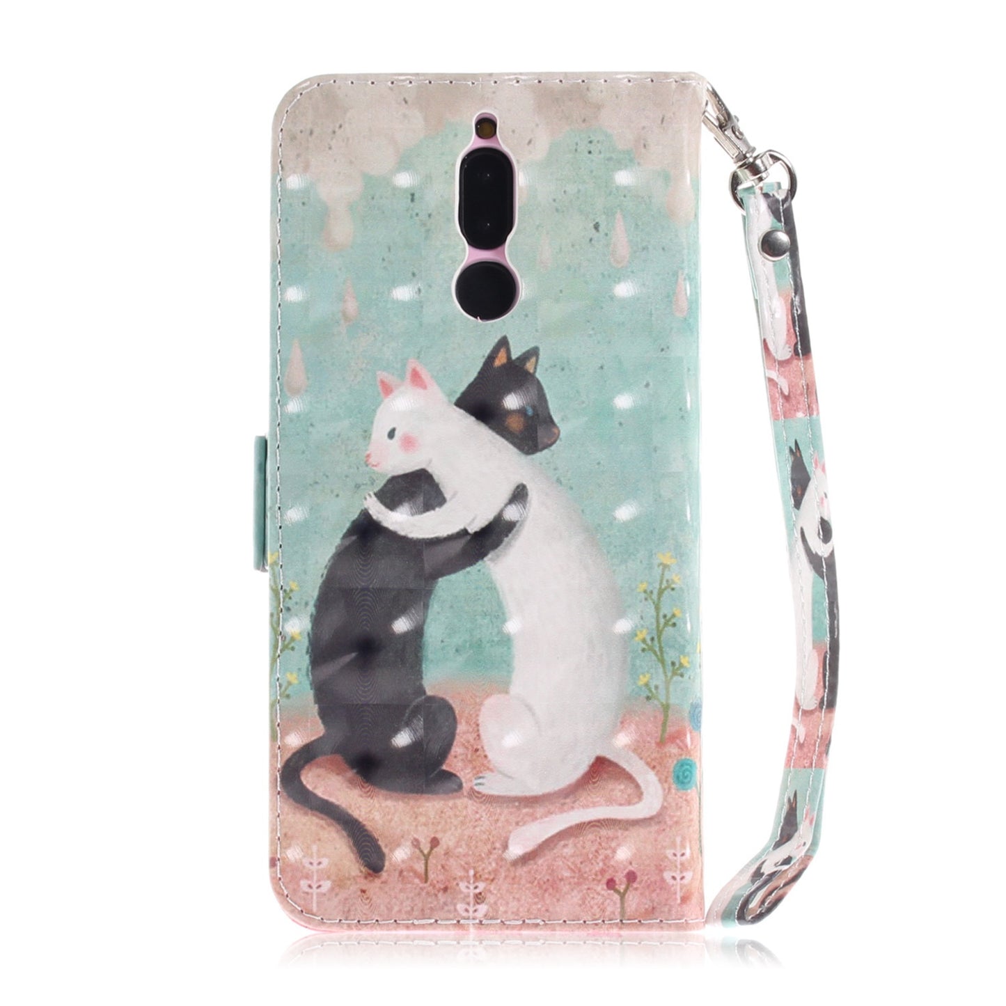 3D Painted Lanyard Leather Mobile Phone Case For huawei mate 10 lite