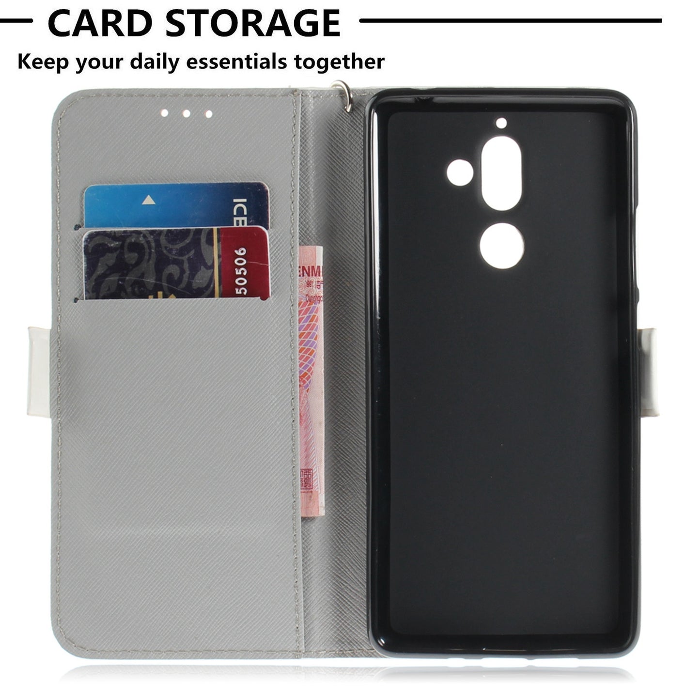 3D Painted Lanyard Leather Mobile Phone Case For NOKIA 7 Plus