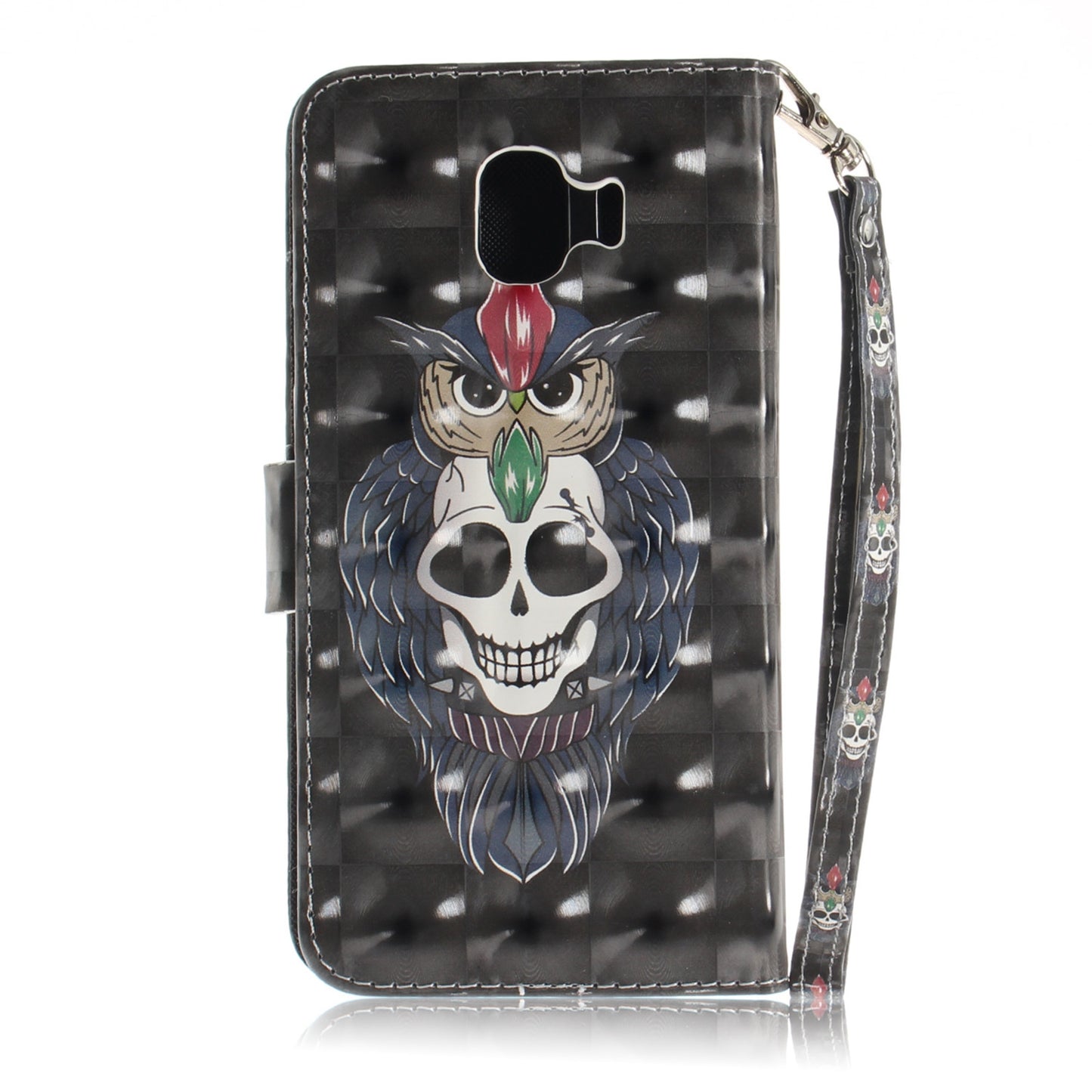 3D Painted Lanyard Leather Mobile Phone Case For Samsung J3 2018/J4/J6/J8