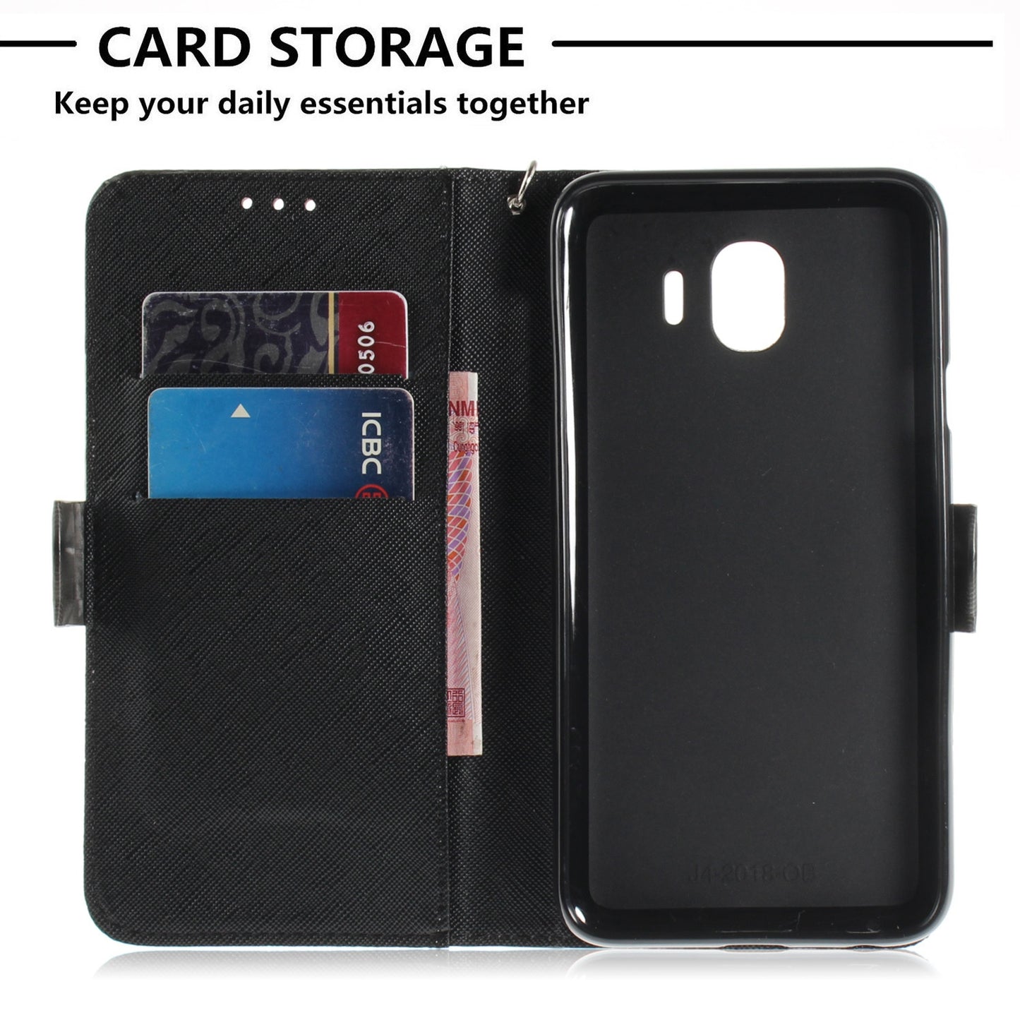 3D Painted Lanyard Leather Mobile Phone Case For Samsung J3 2018/J4/J6/J8