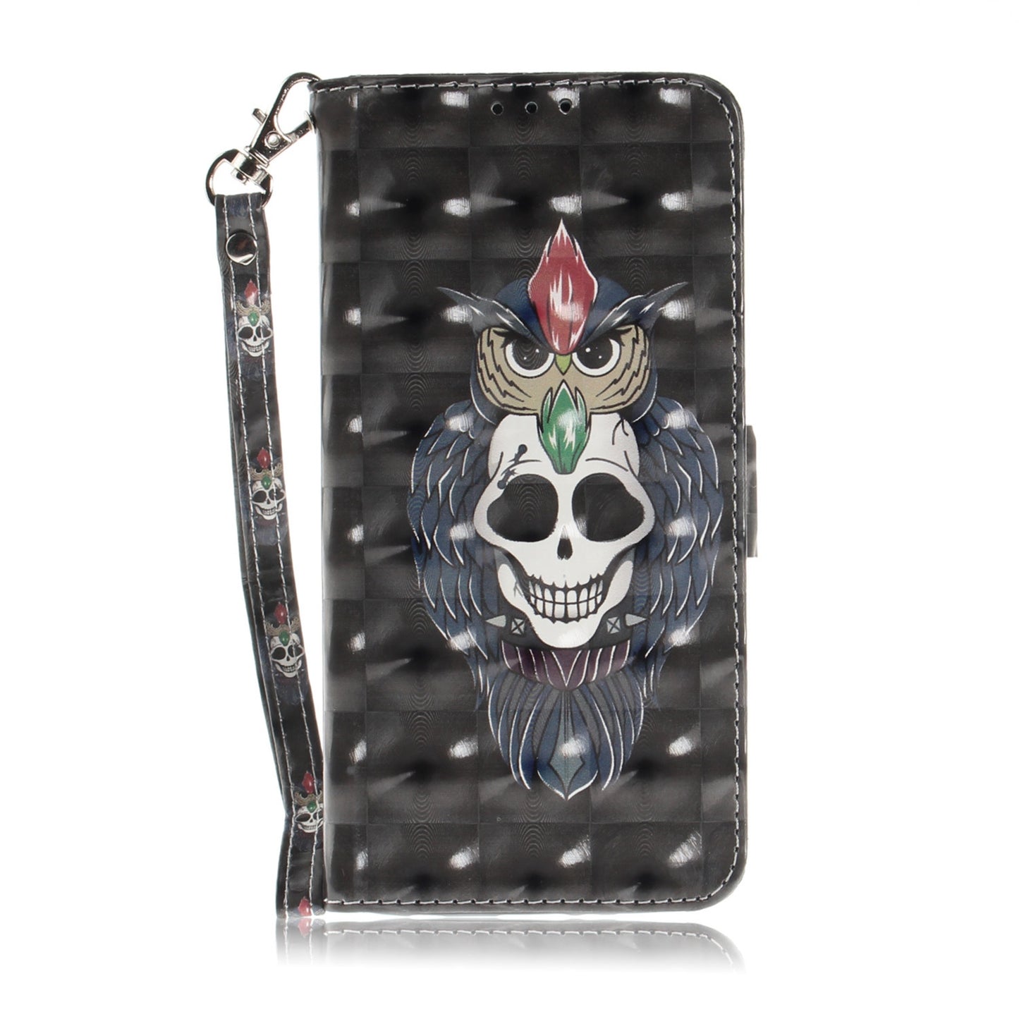 3D Painted Lanyard Leather Mobile Phone Case For Samsung J3 2018/J4/J6/J8