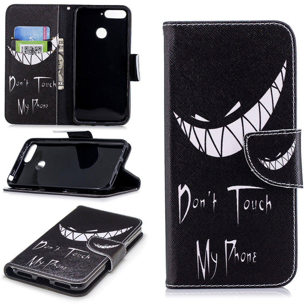 PU Leather Case For Huawei Honor 7A Fashion Colorful Wallet Painted Cover With Stand Card Slot