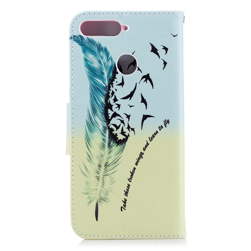 PU Leather Case For Huawei Honor 7A Fashion Colorful Wallet Painted Cover With Stand Card Slot