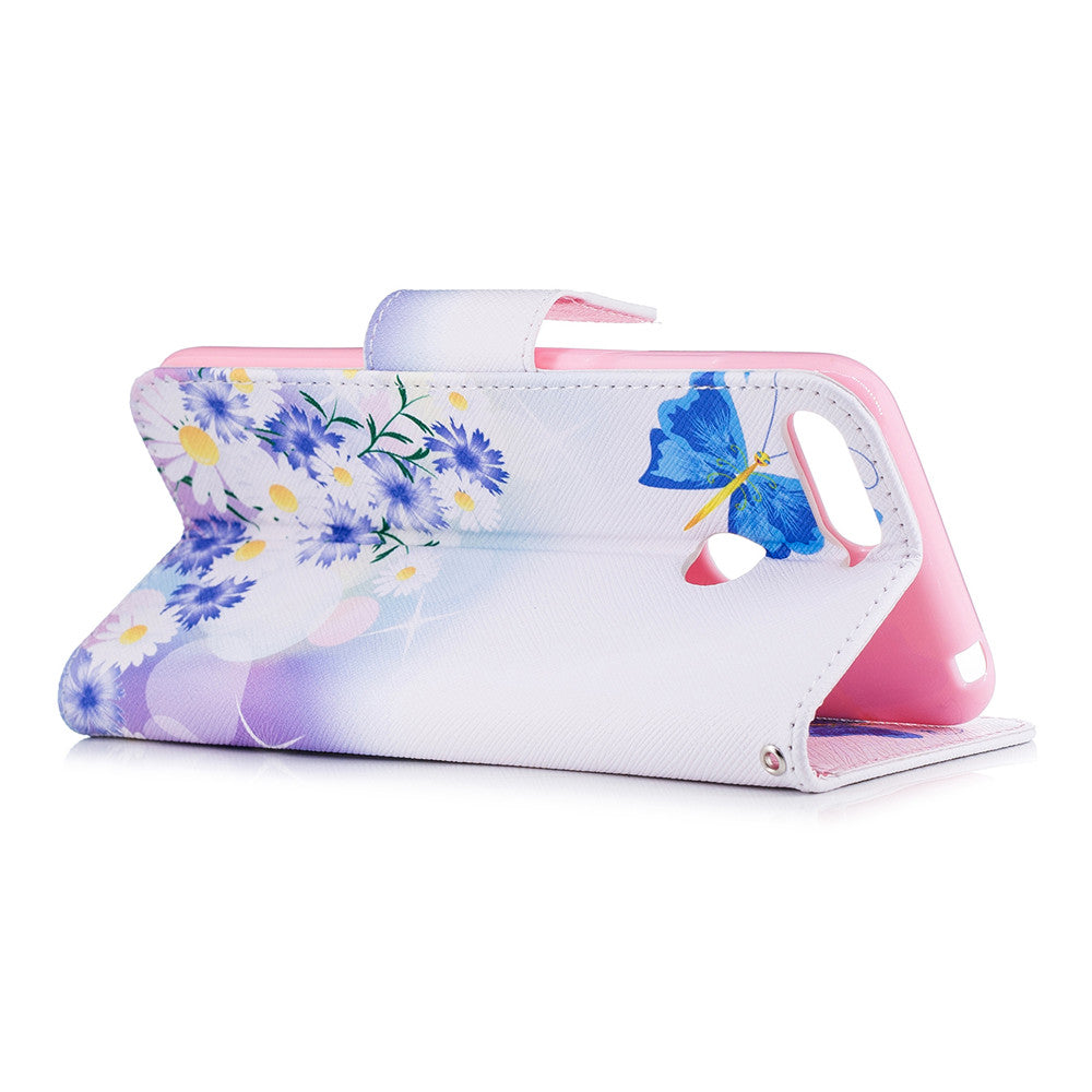 PU Leather Case For Huawei Honor 7A Fashion Colorful Wallet Painted Cover With Stand Card Slot