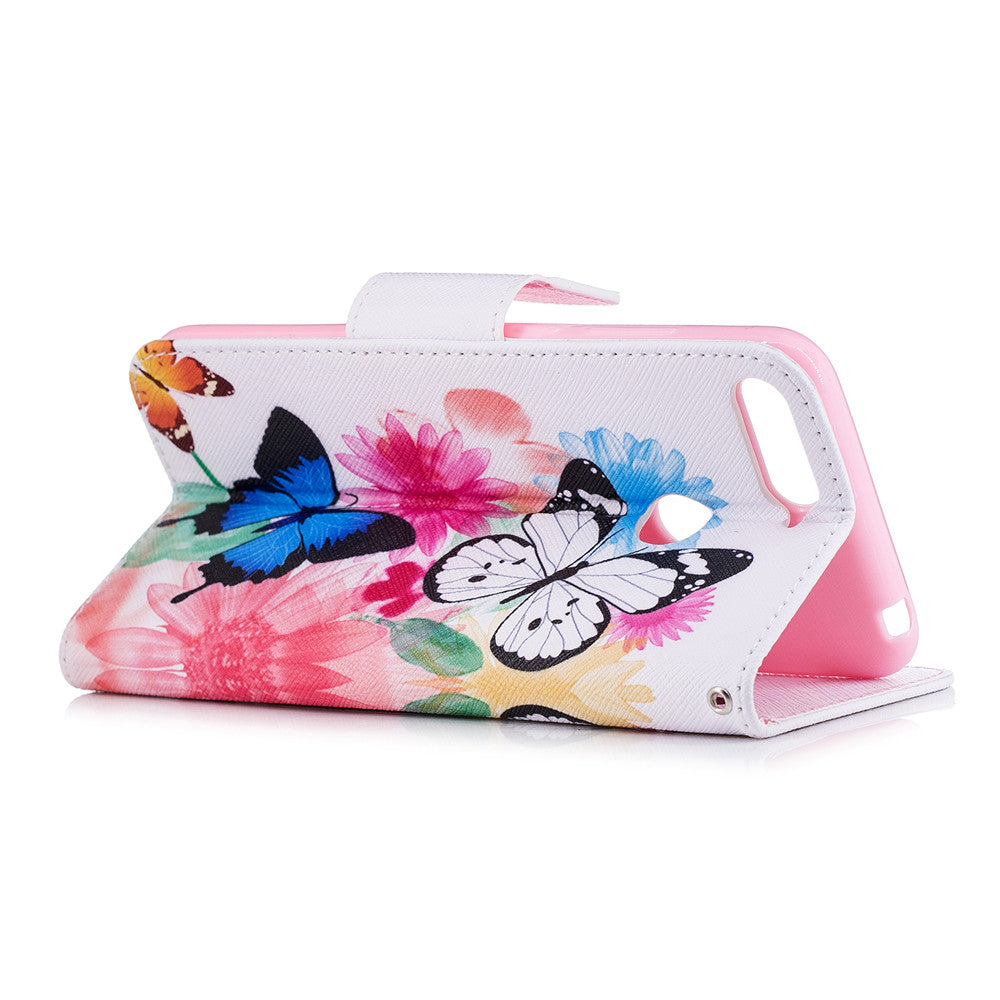 PU Leather Case For Huawei Honor 7A Fashion Colorful Wallet Painted Cover With Stand Card Slot