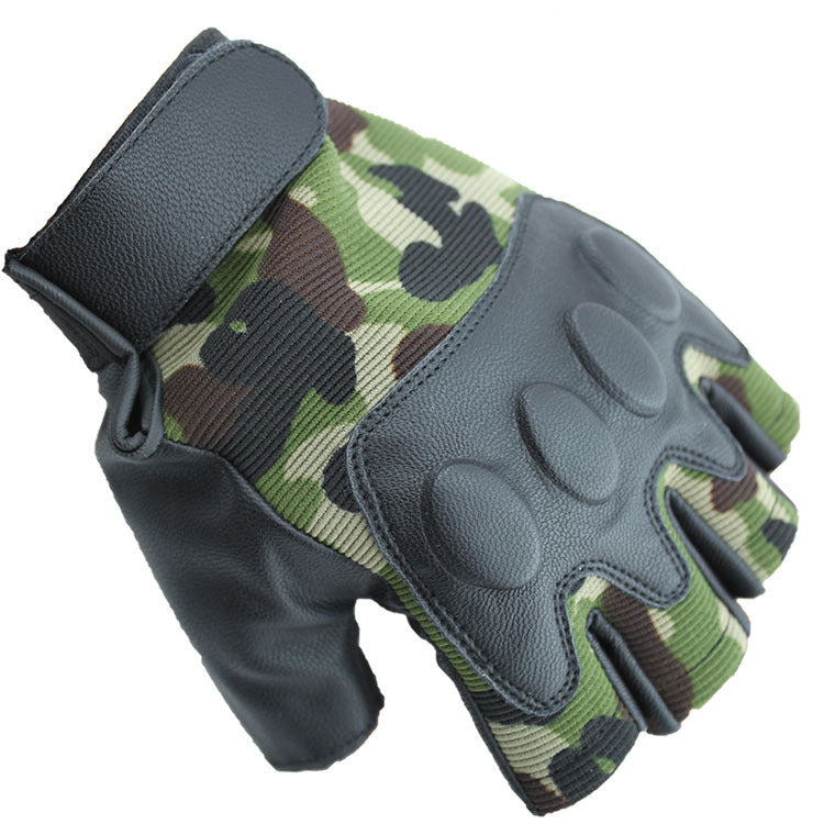 Outdoor Sports Tactics Half Finger Gloves Soft Comfortable Leather Riding Bicycle Army Protective Gloves