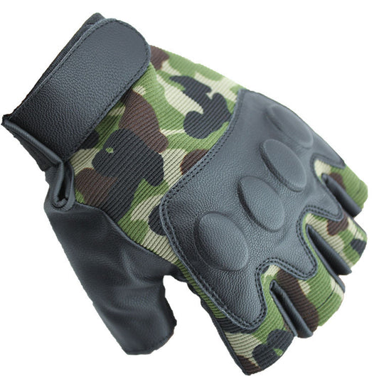 Outdoor Sports Tactics Half Finger Gloves Soft Comfortable Leather Riding Bicycle Army Protective Gloves