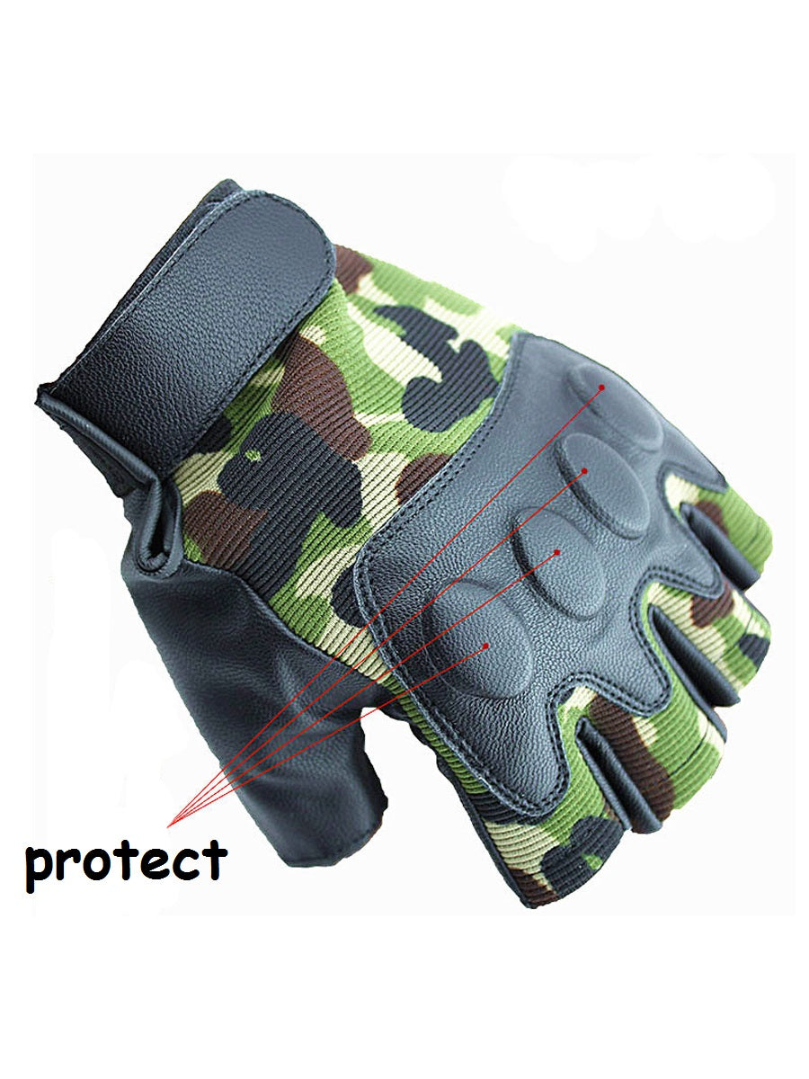 Outdoor Sports Tactics Half Finger Gloves Soft Comfortable Leather Riding Bicycle Army Protective Gloves