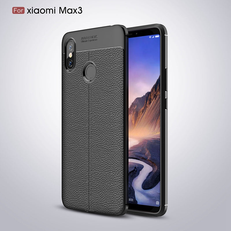 Quality Litchi Texture Soft TPU Case for Xiaomi Mi Max 3 Cover Silicone Case for Xiaomi Max 3 Mi Max3 Back Cover