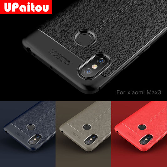Quality Litchi Texture Soft TPU Case for Xiaomi Mi Max 3 Cover Silicone Case for Xiaomi Max 3 Mi Max3 Back Cover