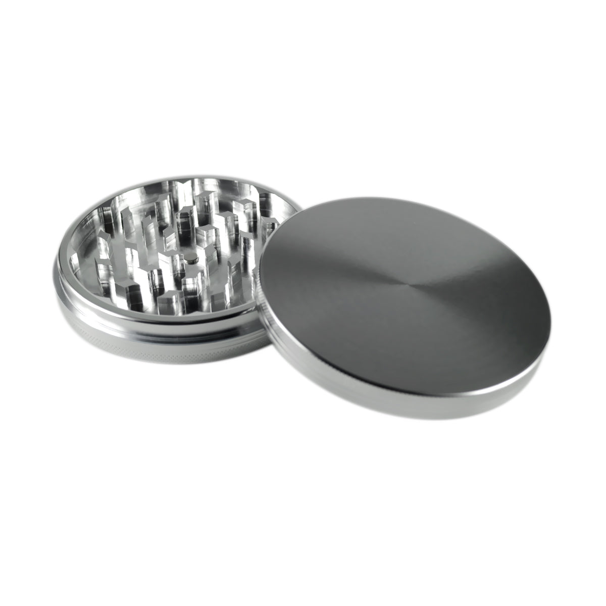 420 100mm Aluminum Grinder 2 Parts Silver Color Herb Grinder