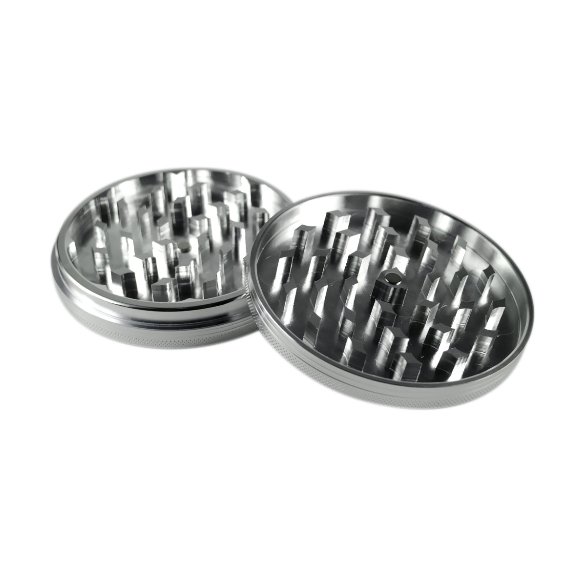 420 100mm Aluminum Grinder 2 Parts Silver Color Herb Grinder