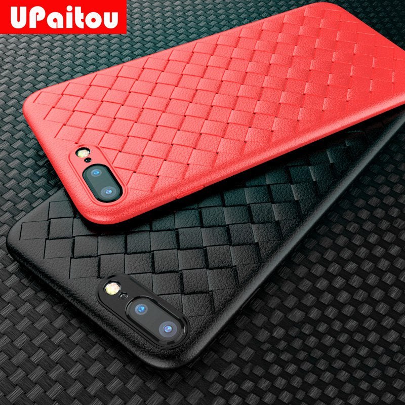Grid Woven Silicone Case for Apple iPhone 7 8 Plus Luxury Ultra Thin Soft Phone Cases for iPhone 8 4.7/5.5 Back Case