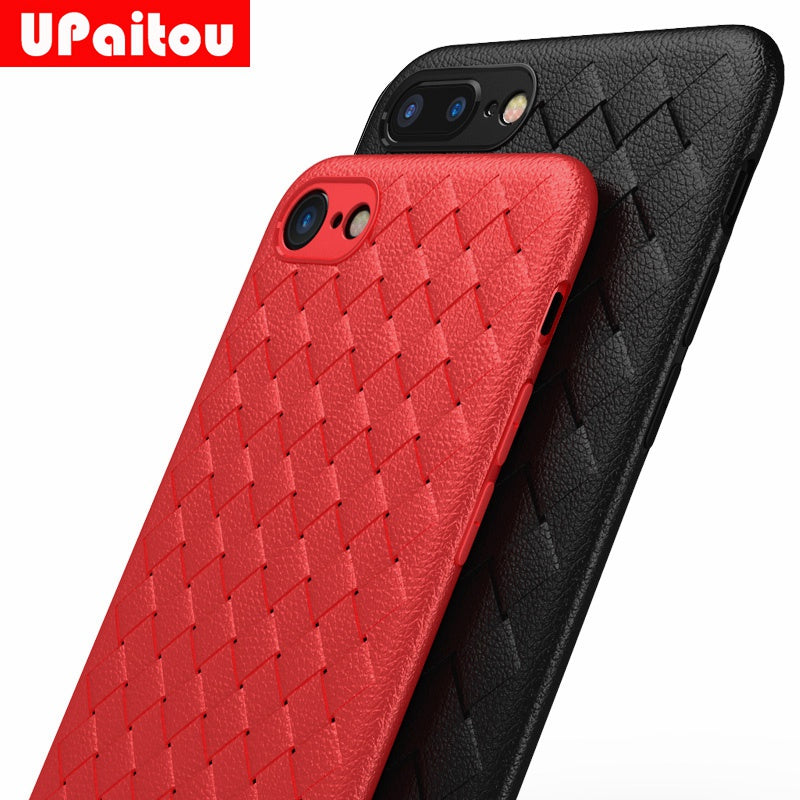 Grid Woven Silicone Case for Apple iPhone 7 8 Plus Luxury Ultra Thin Soft Phone Cases for iPhone 8 4.7/5.5 Back Case