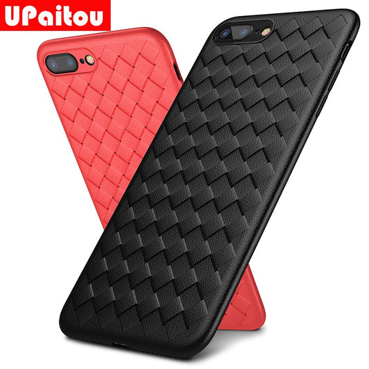 Grid Woven Silicone Case for Apple iPhone 7 8 Plus Luxury Ultra Thin Soft Phone Cases for iPhone 8 4.7/5.5 Back Case