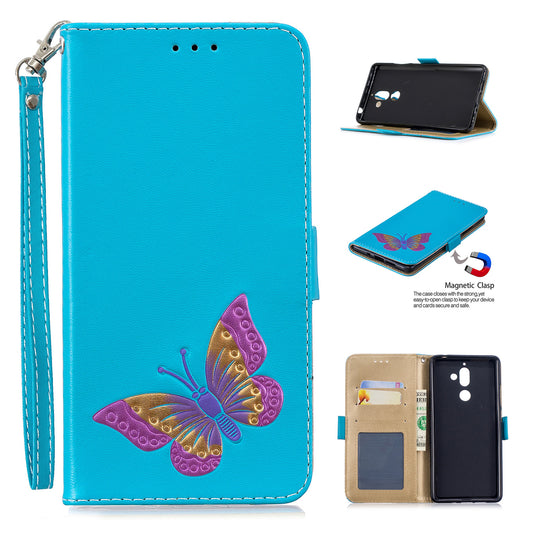 Luxury Leather Cases For Nokia 7 Plus 3D Cartoon Butterfly Flip wallet Phone Case