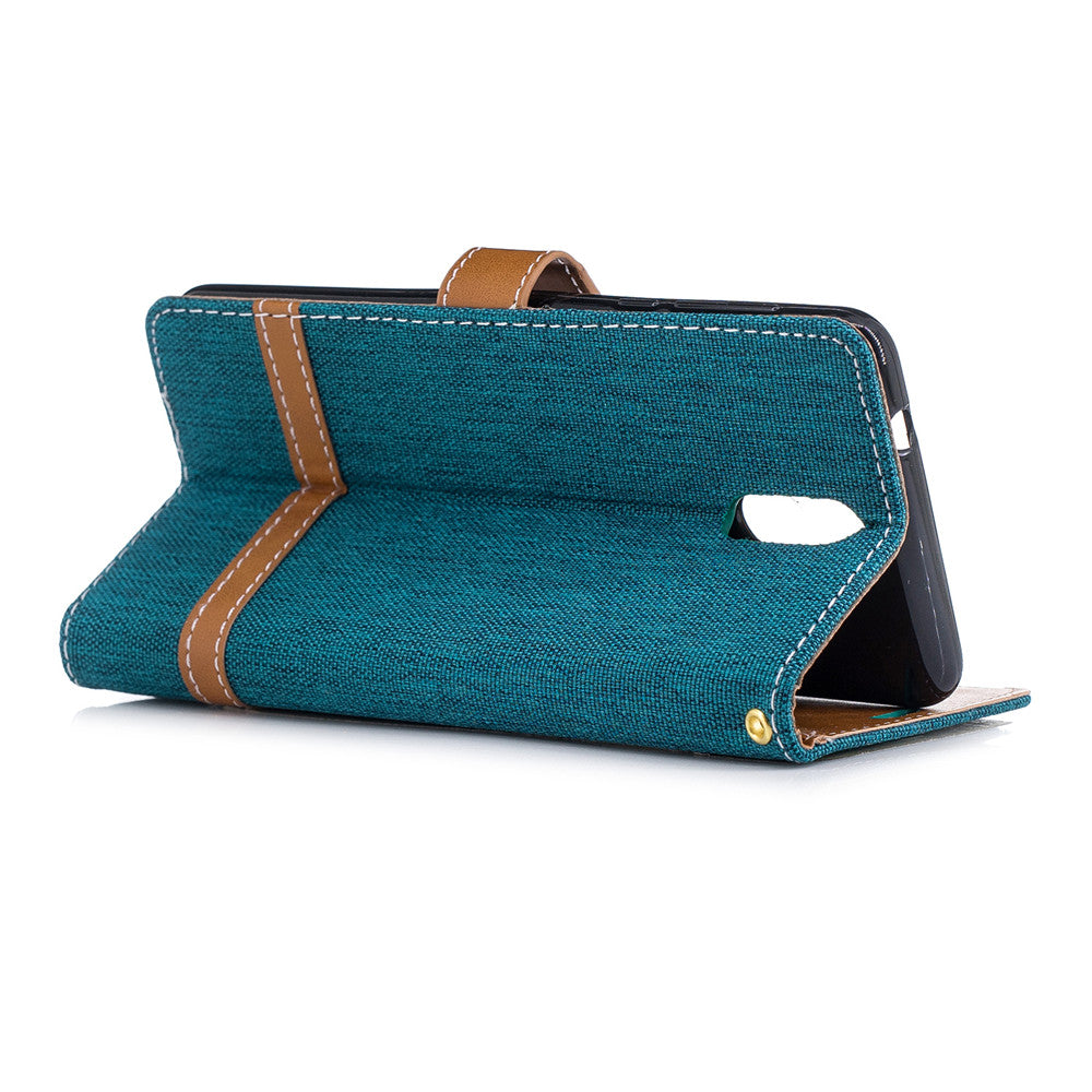 Nokia 3.1 2018 Stand Case Wallet Card Slots Denim Jeans Leather Case With Stand