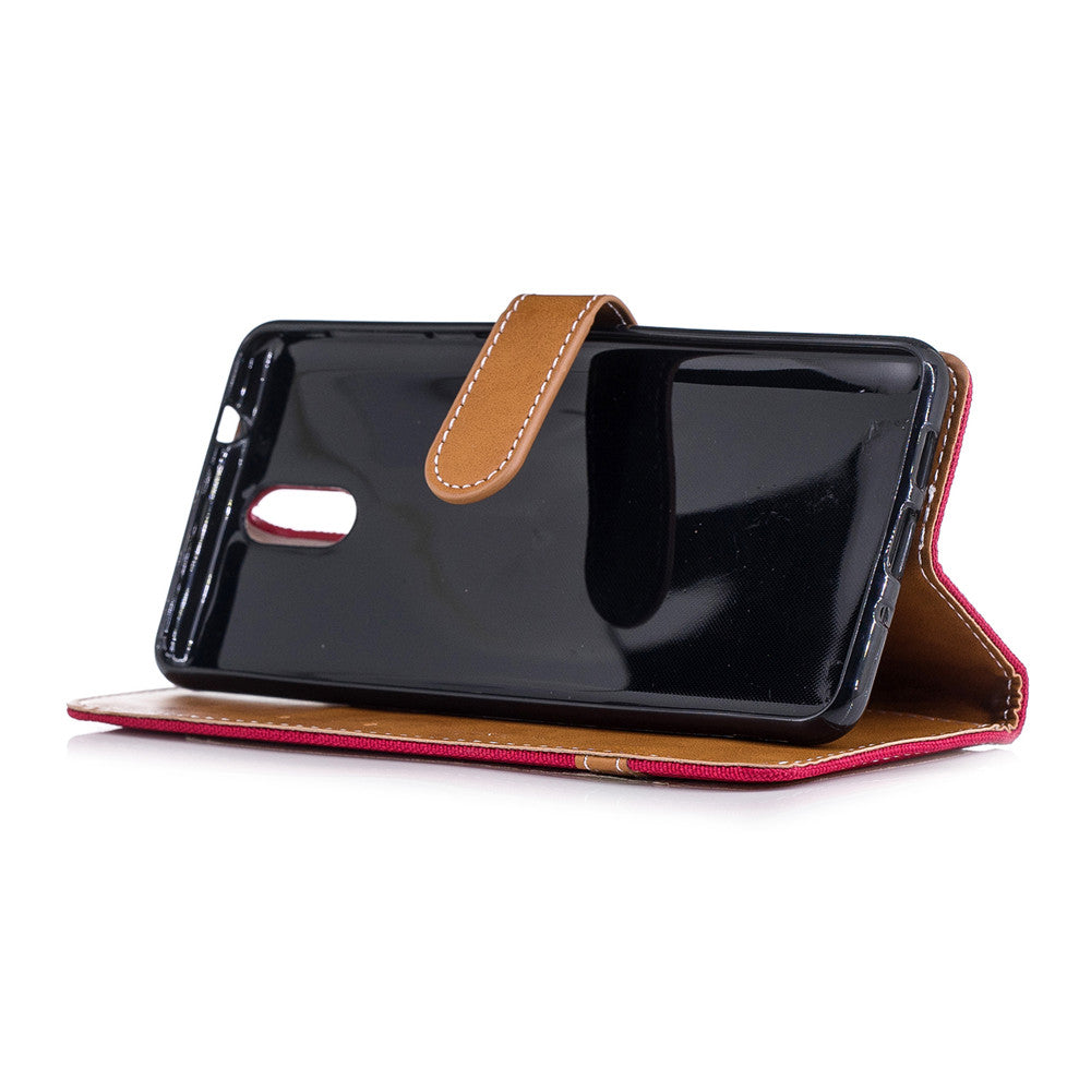 Nokia 3.1 2018 Stand Case Wallet Card Slots Denim Jeans Leather Case With Stand