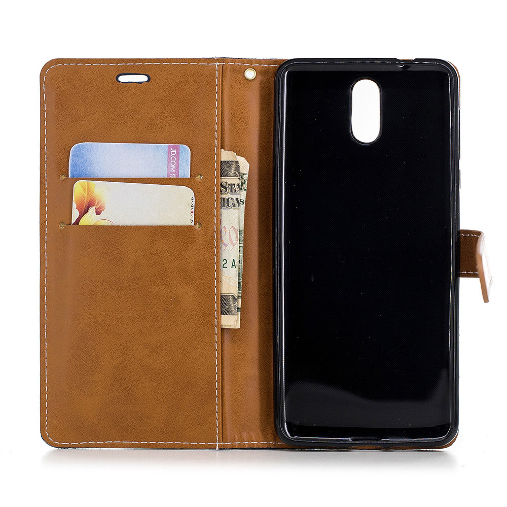 Nokia 3.1 2018 Stand Case Wallet Card Slots Denim Jeans Leather Case With Stand
