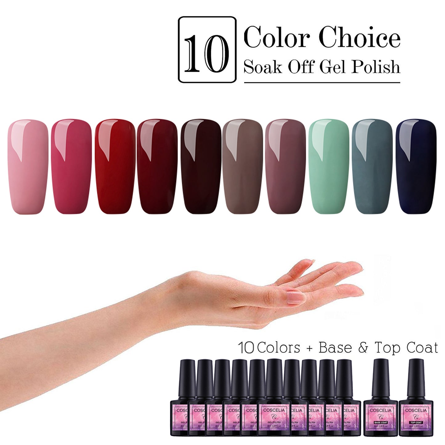 36W Nail Dryer Lamp 10 pcs Nail Polish UV Gel Nail Art Decoration Set