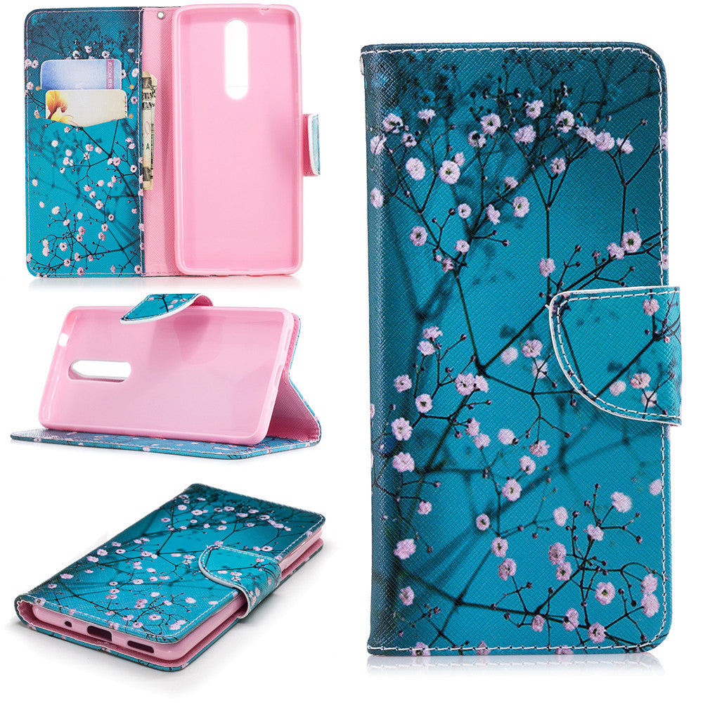 PU Leather Case For Nokia 5.1 2018 Fashion Colorful Wallet Painted Cover With Stand Card Slot