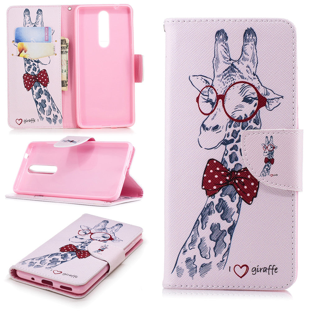 PU Leather Case For Nokia 5.1 2018 Fashion Colorful Wallet Painted Cover With Stand Card Slot