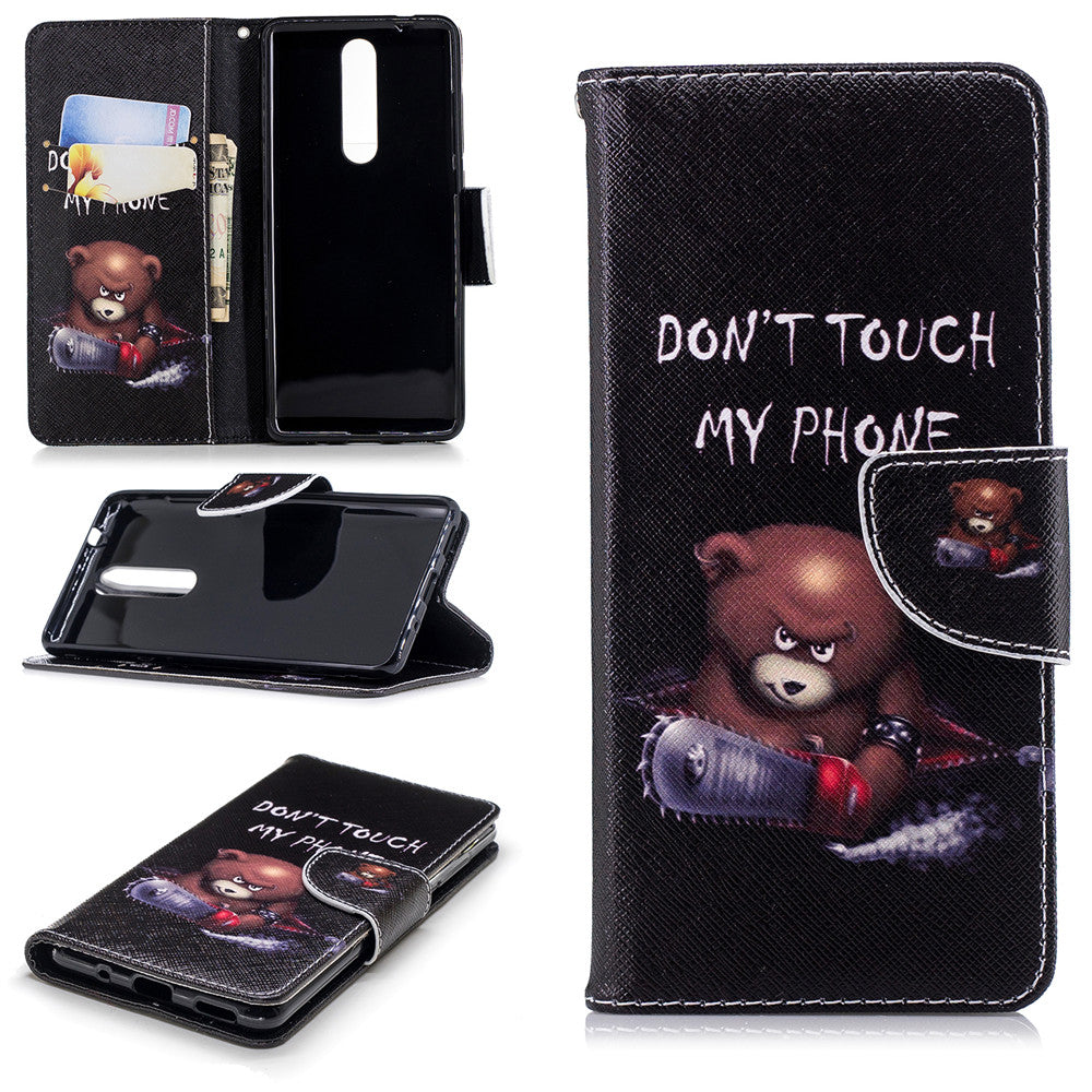PU Leather Case For Nokia 5.1 2018 Fashion Colorful Wallet Painted Cover With Stand Card Slot