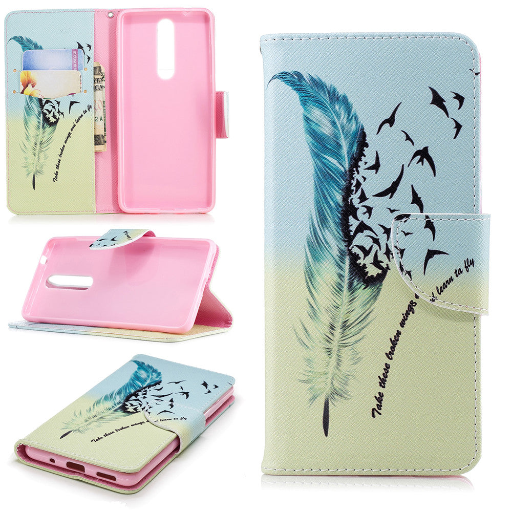 PU Leather Case For Nokia 5.1 2018 Fashion Colorful Wallet Painted Cover With Stand Card Slot