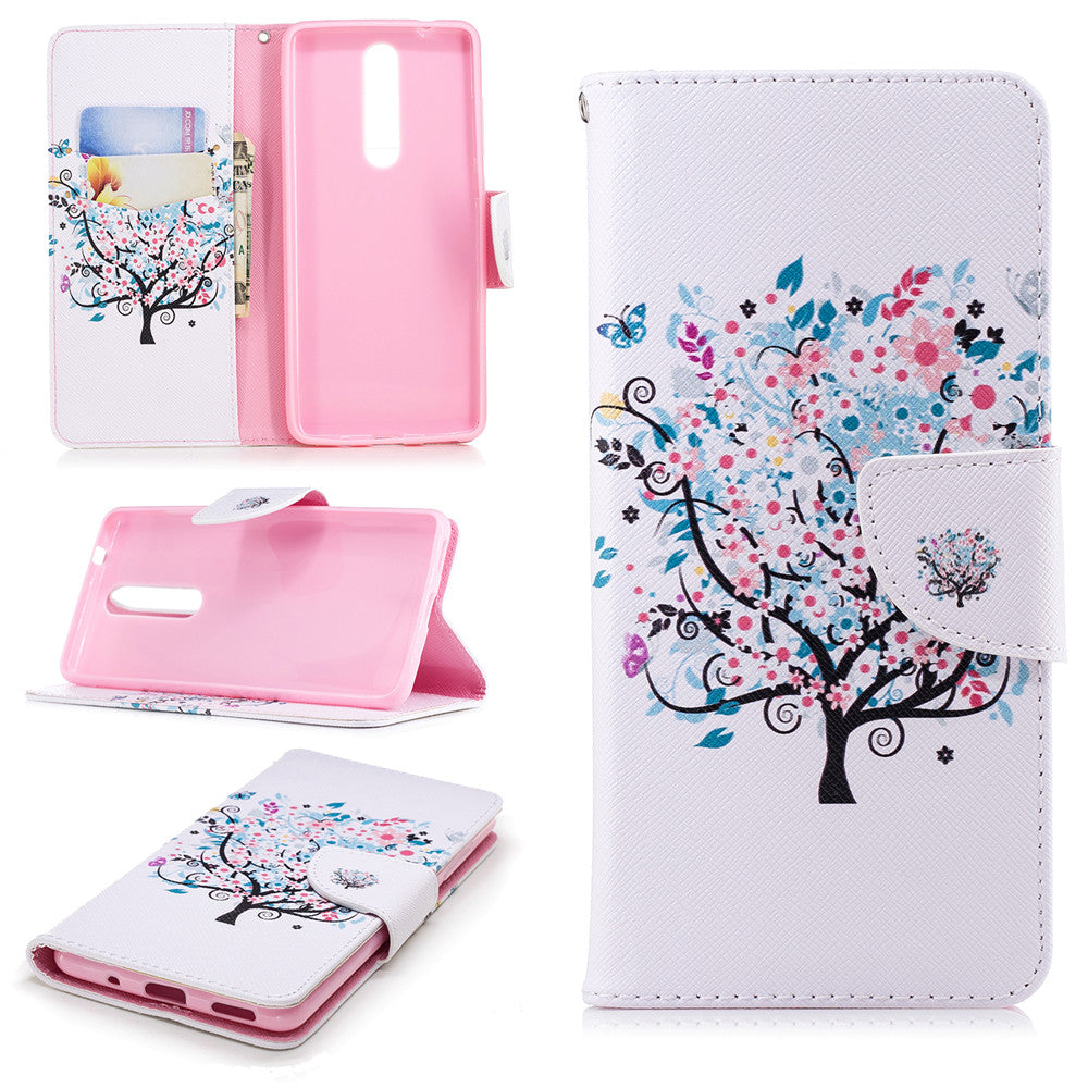 PU Leather Case For Nokia 5.1 2018 Fashion Colorful Wallet Painted Cover With Stand Card Slot