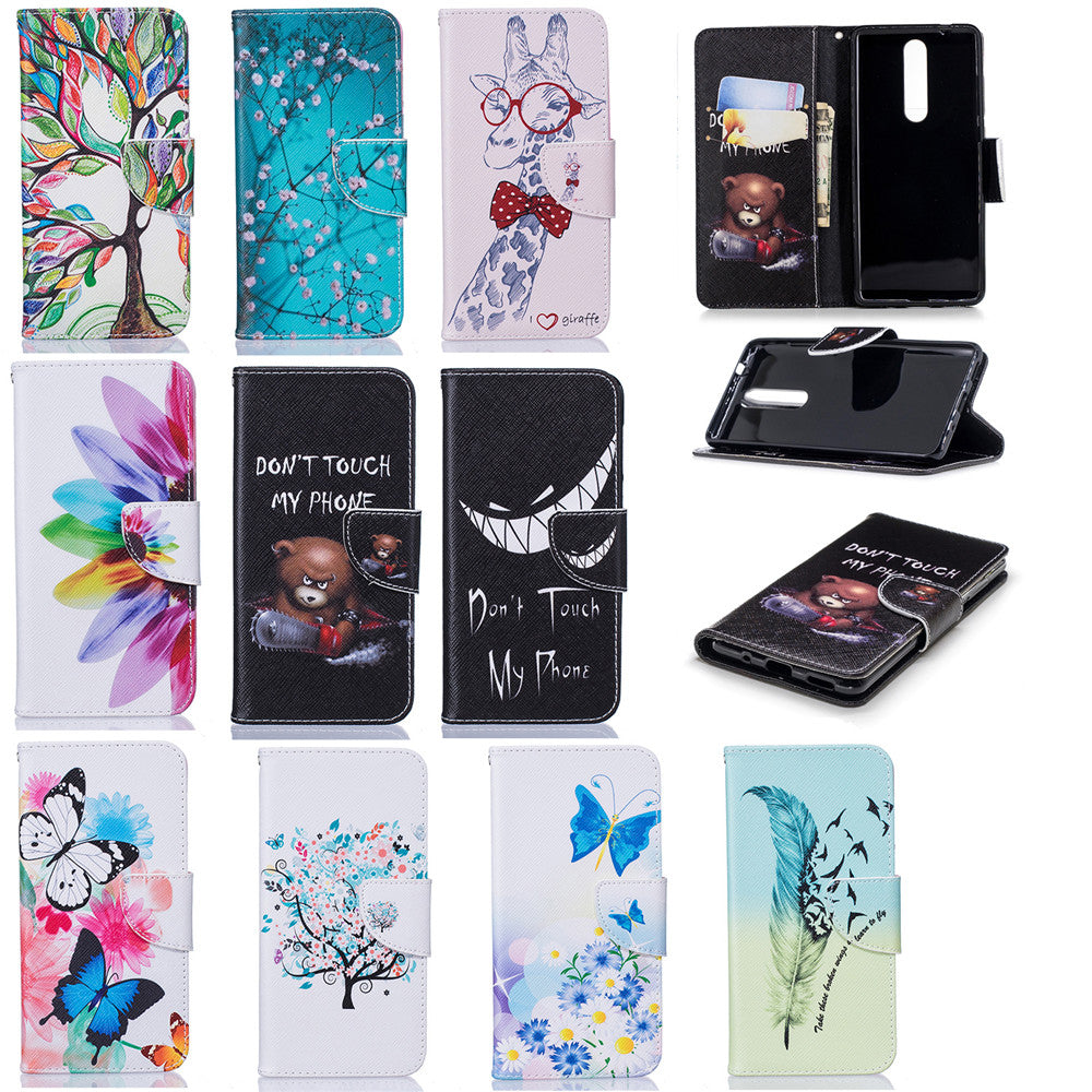 PU Leather Case For Nokia 5.1 2018 Fashion Colorful Wallet Painted Cover With Stand Card Slot