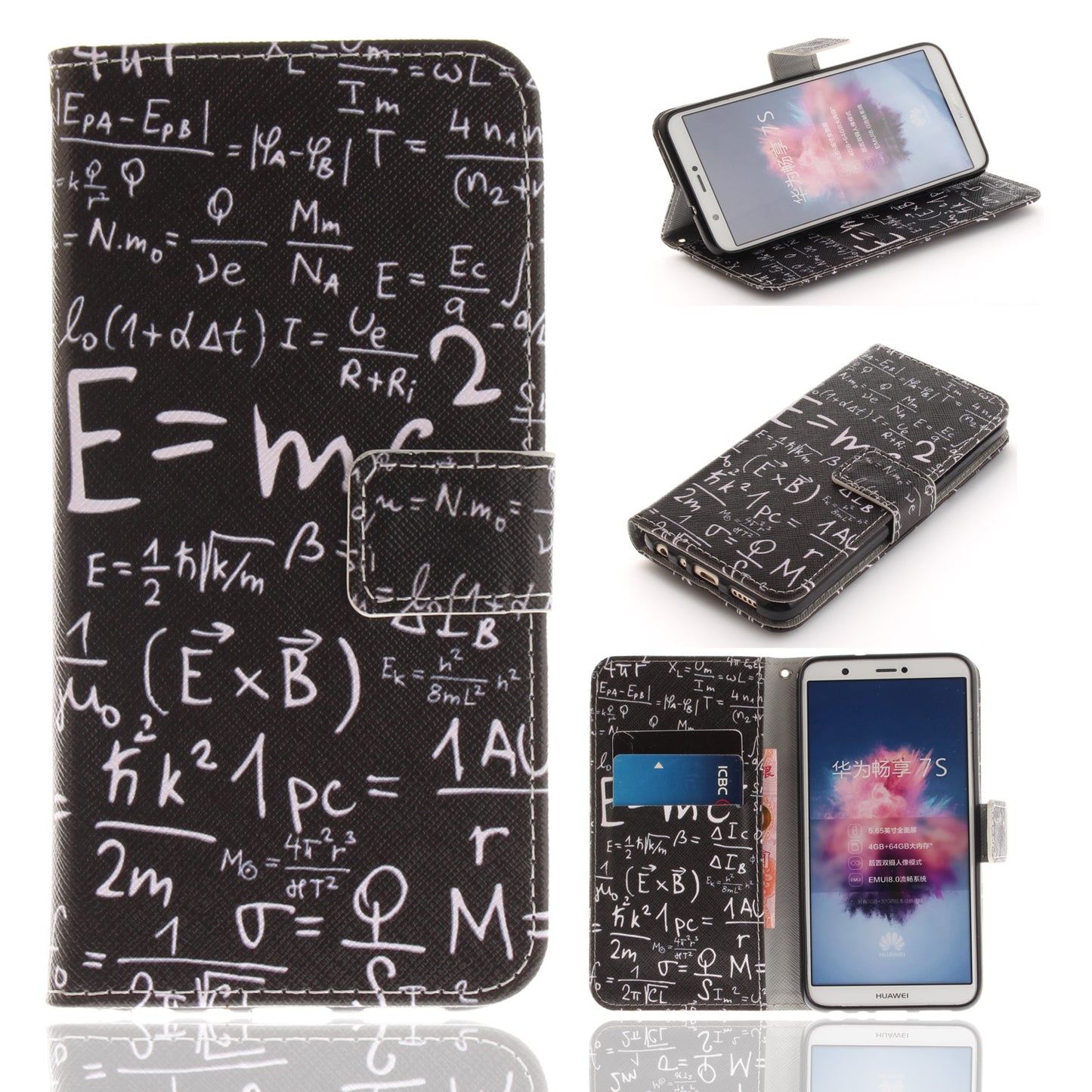 Huawei P Smart/Huawei Honor 9 Lite Phone Case Pattern Printed Flip Magnetic Wallet Card Slot Soft Protective Cover