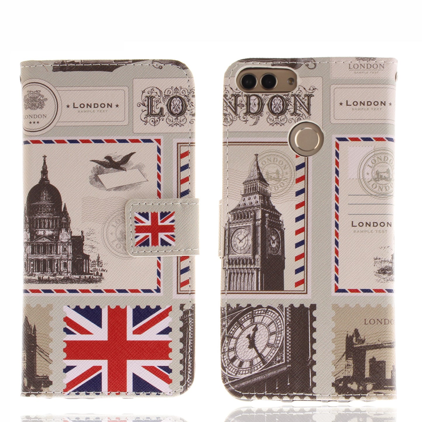 Huawei P Smart/Huawei Honor 9 Lite Phone Case Pattern Printed Flip Magnetic Wallet Card Slot Soft Protective Cover