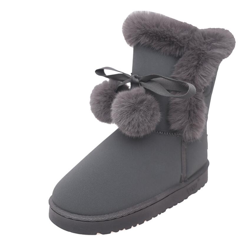 2018 winter new snow boots hair ball winter cotton shoes thickening warm lace women's boots