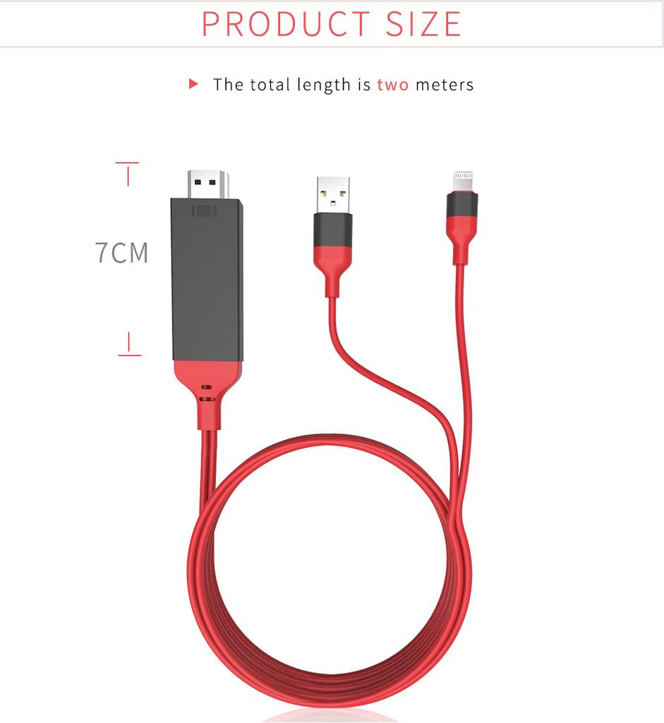 JQIAQ HDMI Converter Adapter 8 Pin HDMI Cable For Iphone 8 7 6 6s Plus