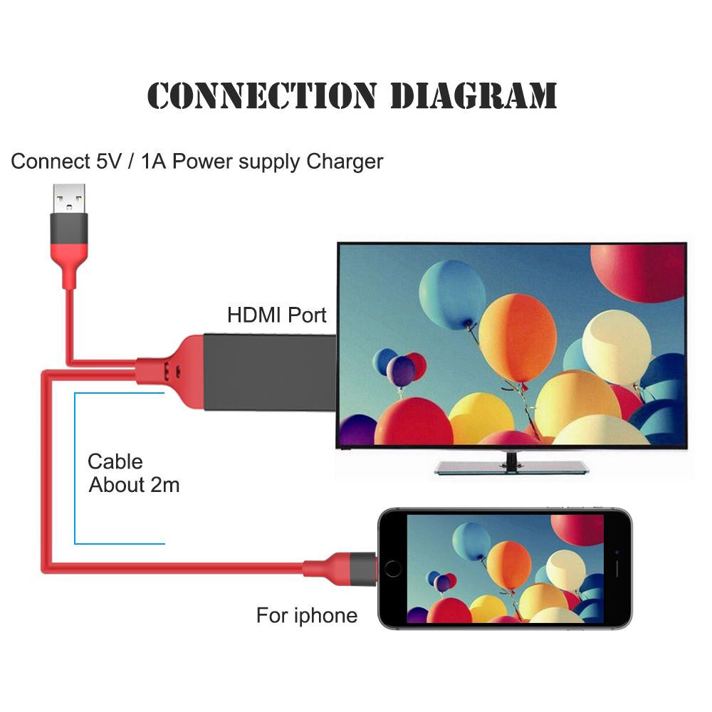 JQIAQ HDMI Converter Adapter 8 Pin HDMI Cable For Iphone 8 7 6 6s Plus