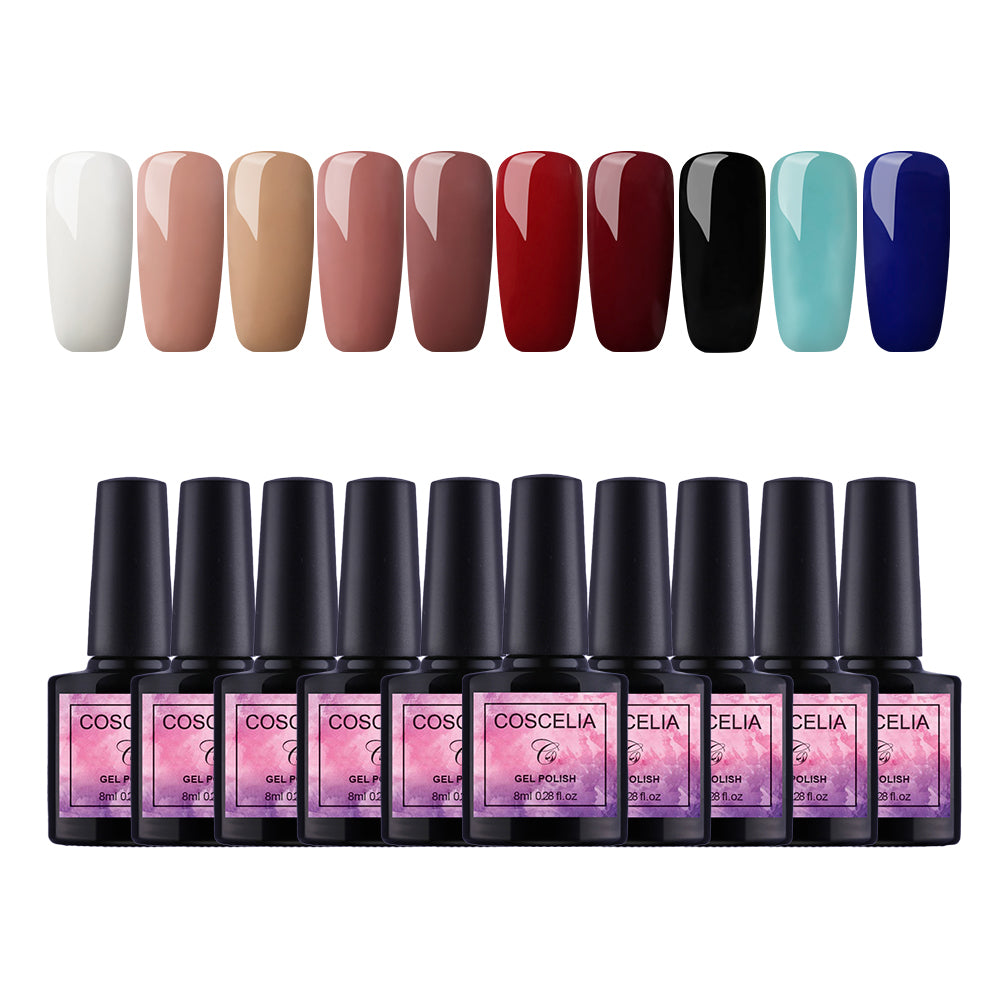 36W LED Nail Lamp 8ML Nail Polish Kit 10 Color Semi Permanent Soak Off Gel  Nail Manicure Set